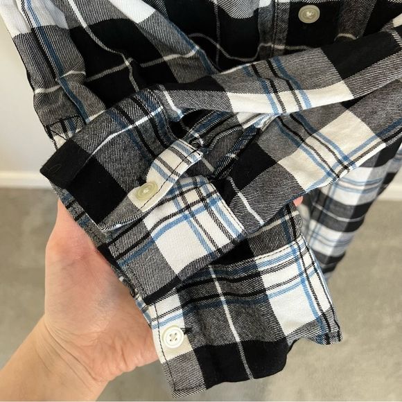 Gap Half Button Black and White Plaid Shirt Dress - Picture 10 of 12